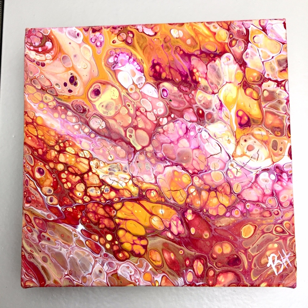 Orange Pour Painting